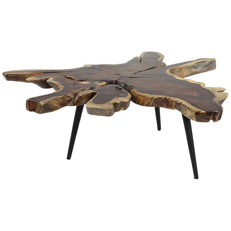 Image 1 Brown Wood Contemporary Coffee Table, 32" x 38" x 16"