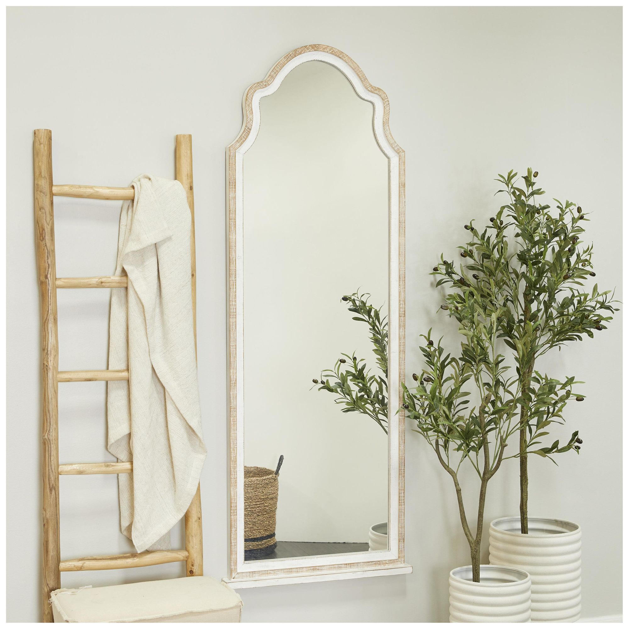 Image 3 Brown Wood Country Cottage Wall Mirror, 26" x 3" x 70" more views