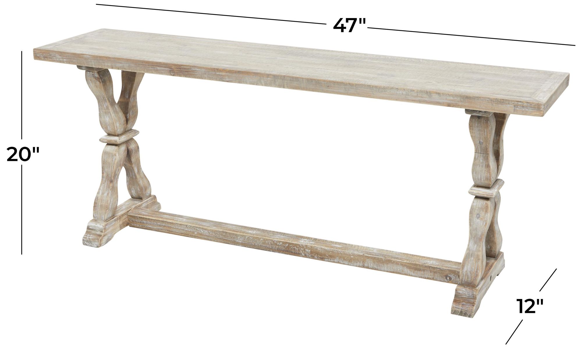 Brown Wood Farmhouse Bench, 47" x 12" x 20"