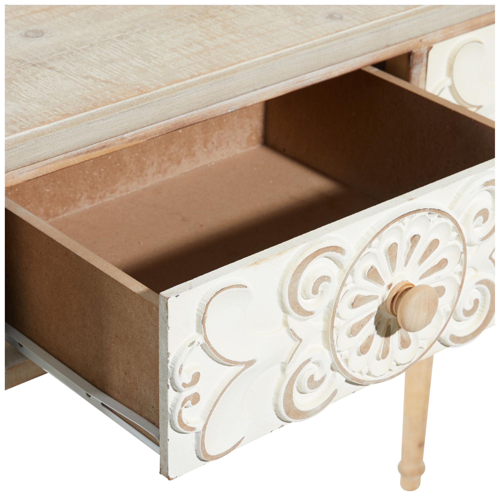 Image 3 Brown Wood Farmhouse Console Table, 36" x 16" x 33" more views