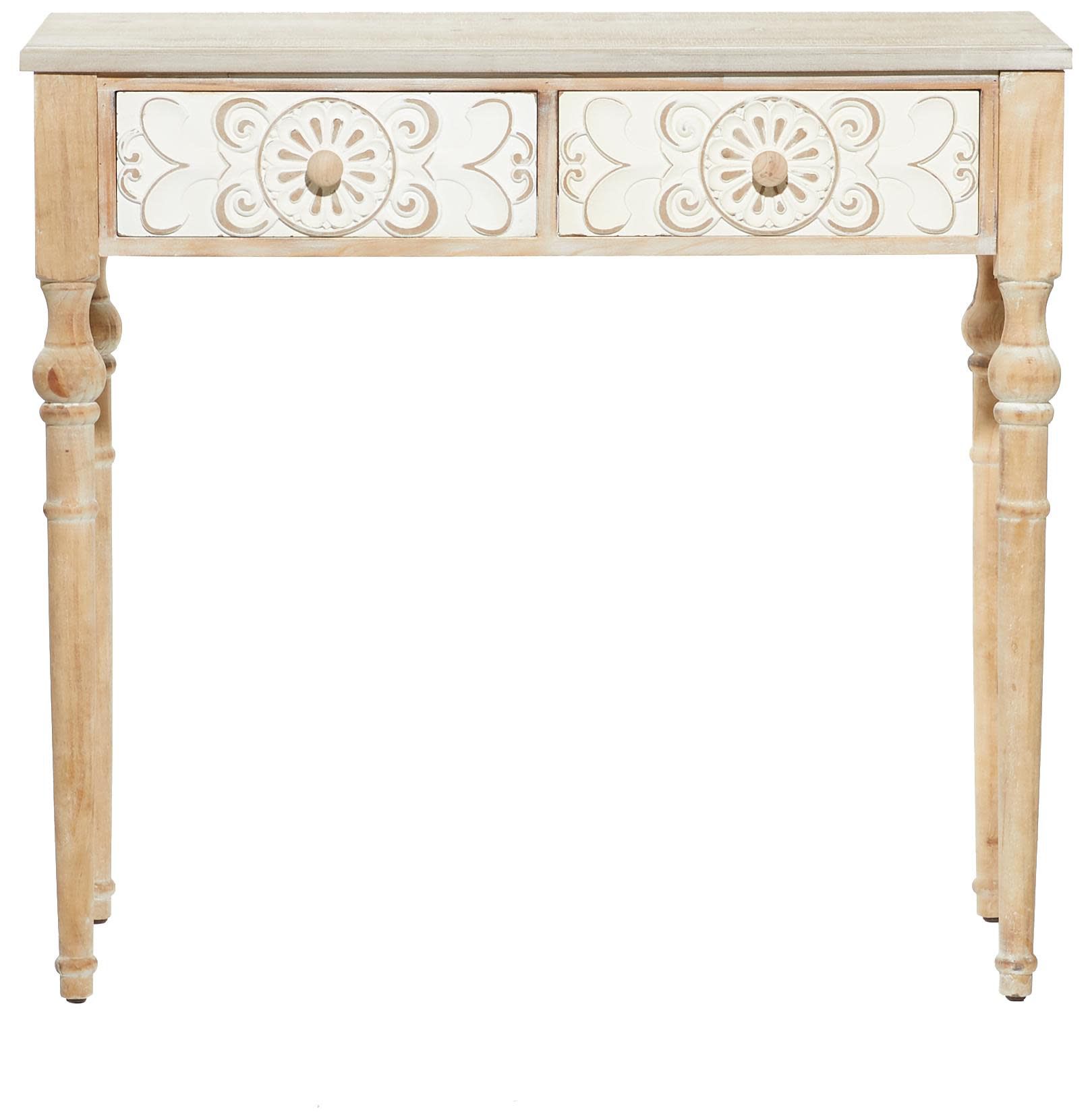 Image 6 Brown Wood Farmhouse Console Table, 36" x 16" x 33" more views