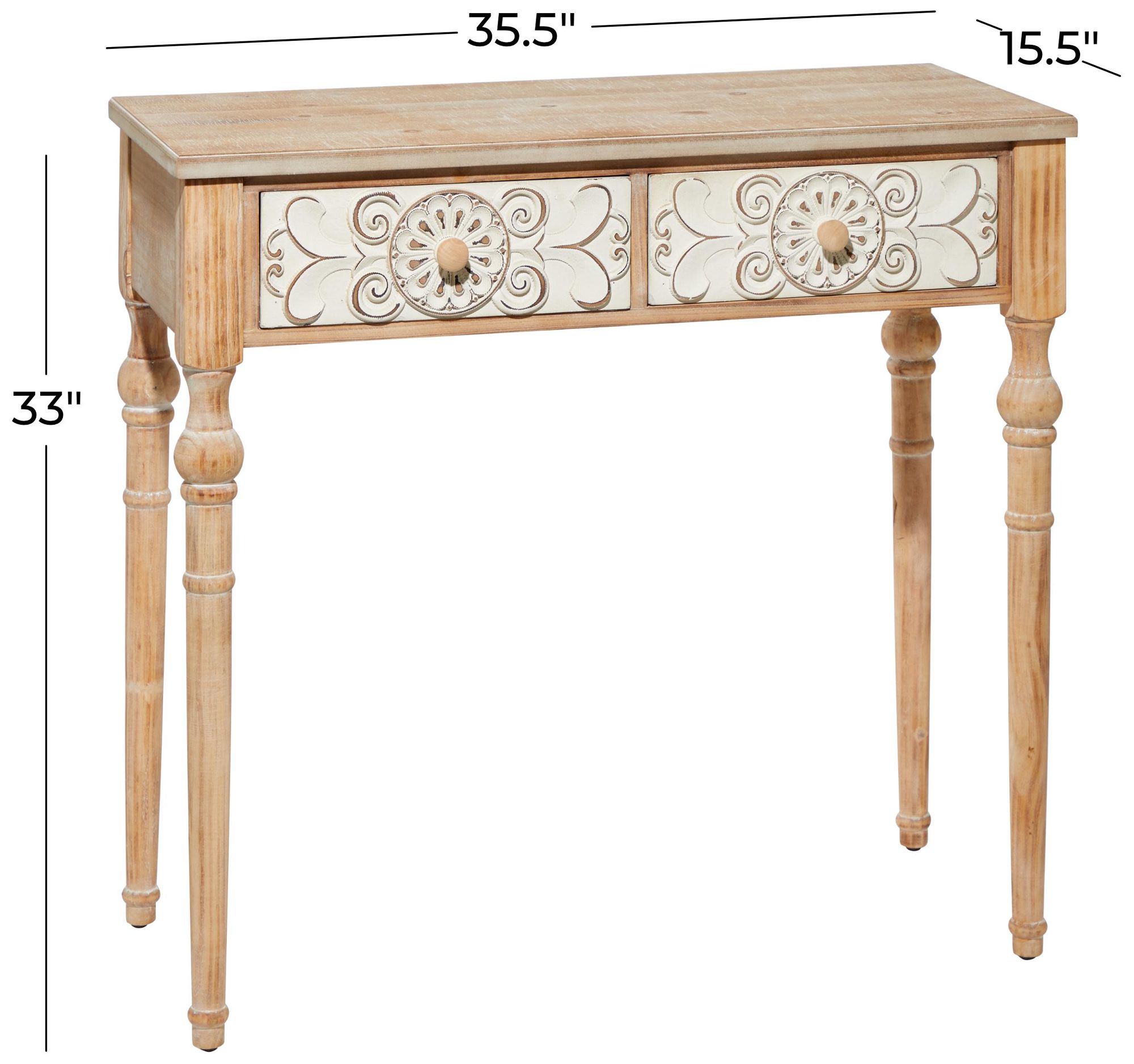 Image 7 Brown Wood Farmhouse Console Table, 36" x 16" x 33" more views