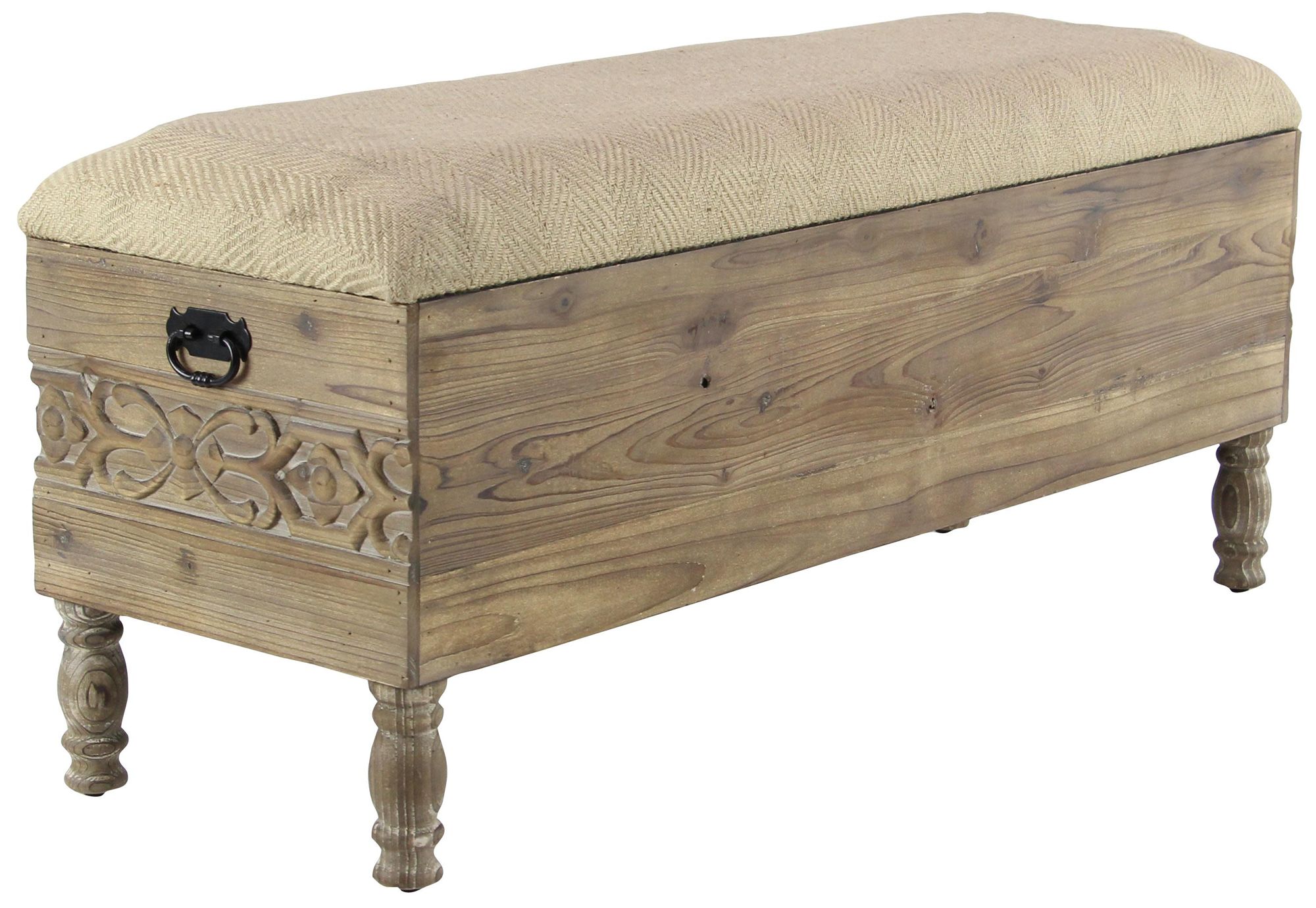 Image 5 Brown Wood Farmhouse Storage Bench, 47" x 16" x 20" more views
