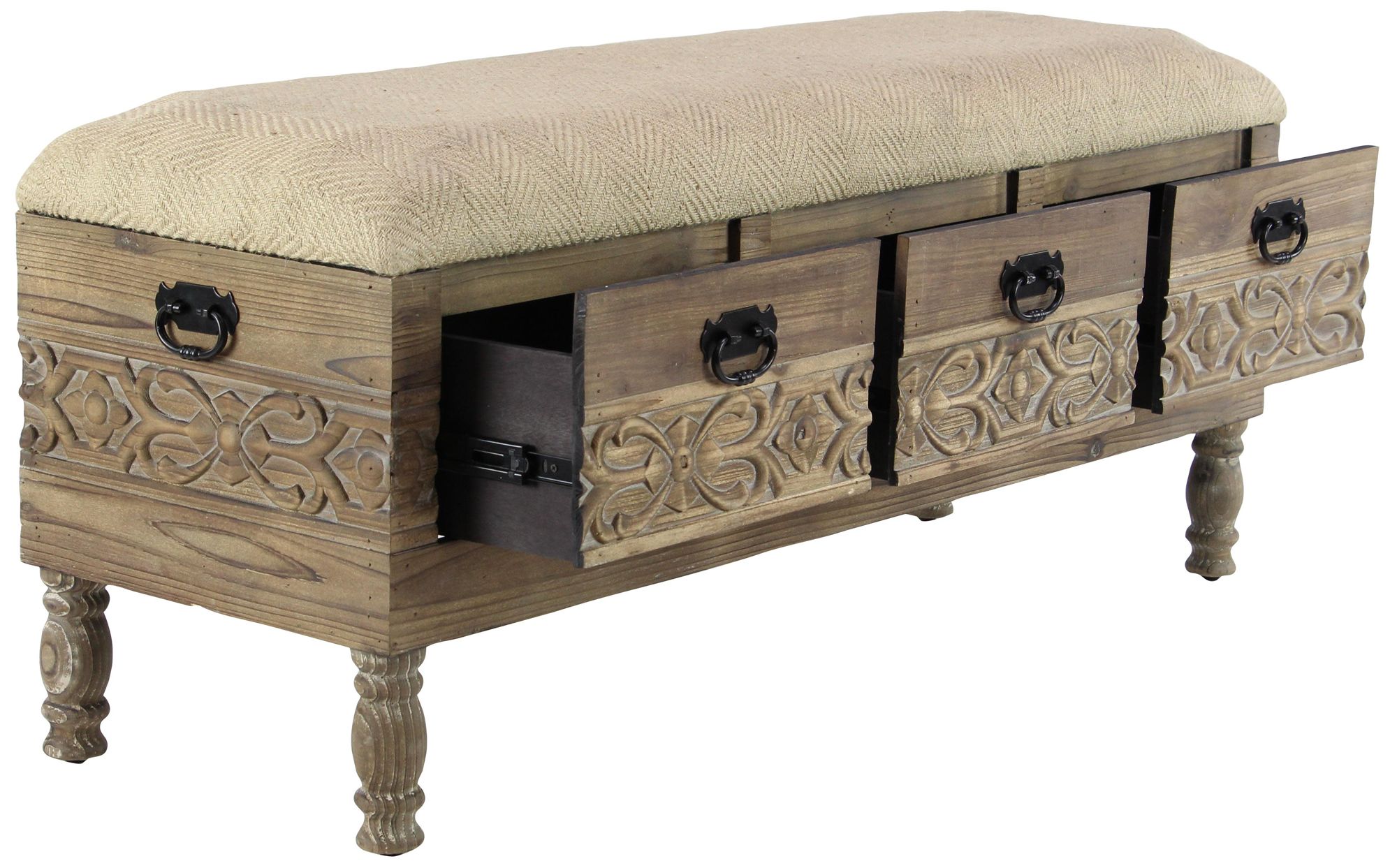 Image 6 Brown Wood Farmhouse Storage Bench, 47" x 16" x 20" more views