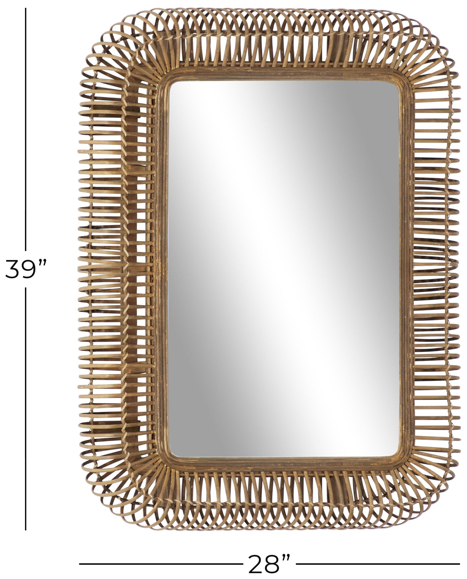 Image 7 Brown Wood Farmhouse Wall Mirror, 28" x 4" x 39" more views