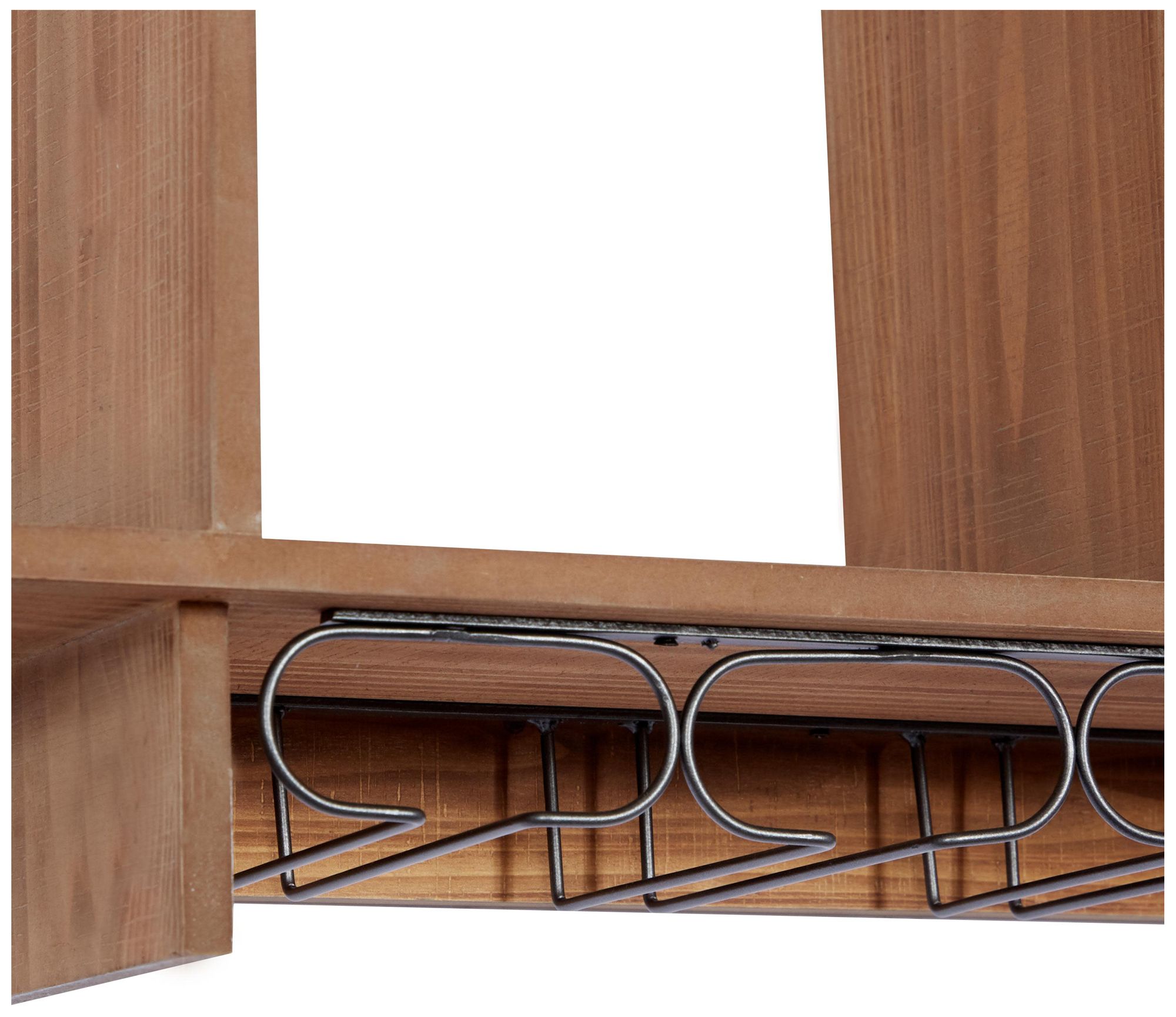 Image 4 Brown Wood Farmhouse Wall Wine Rack, 34" x 8" x 20" more views