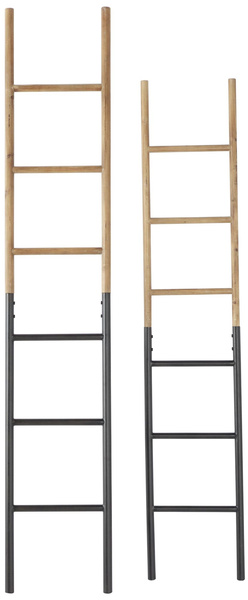 Image 2 Brown Wood Industrial Ladder, S/2 71", 62"H