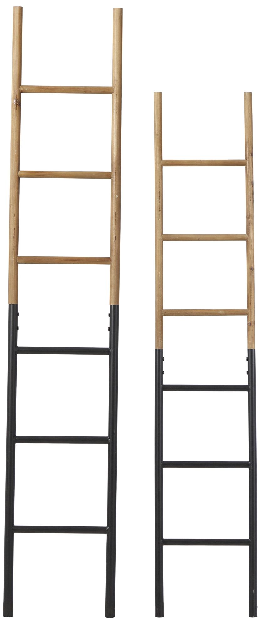 Image 5 Brown Wood Industrial Ladder, S/2 71", 62"H more views