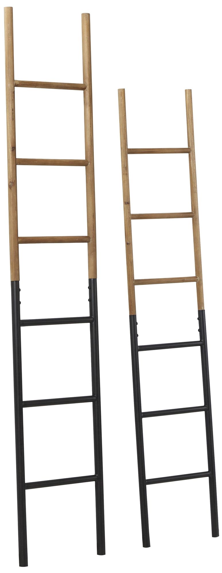Image 6 Brown Wood Industrial Ladder, S/2 71", 62"H more views