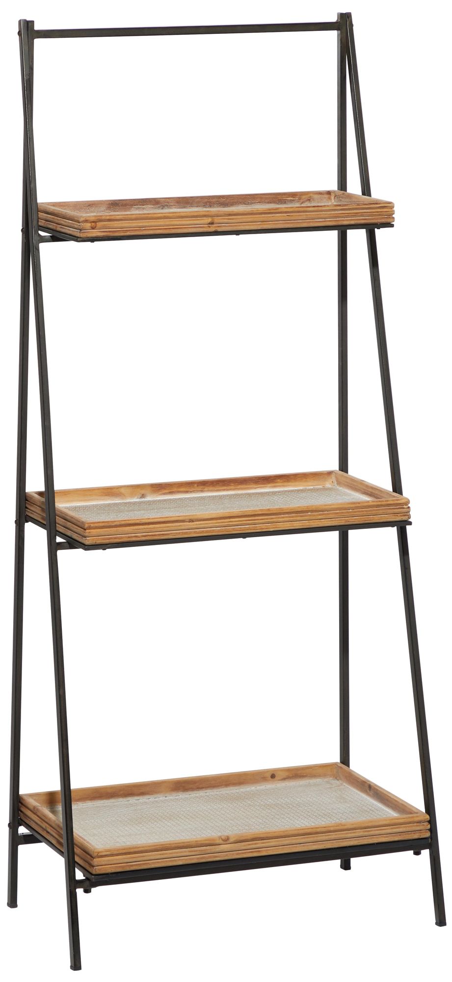 Image 2 Brown Wood Industrial Shelving Unit, 21" x 12" x 47"