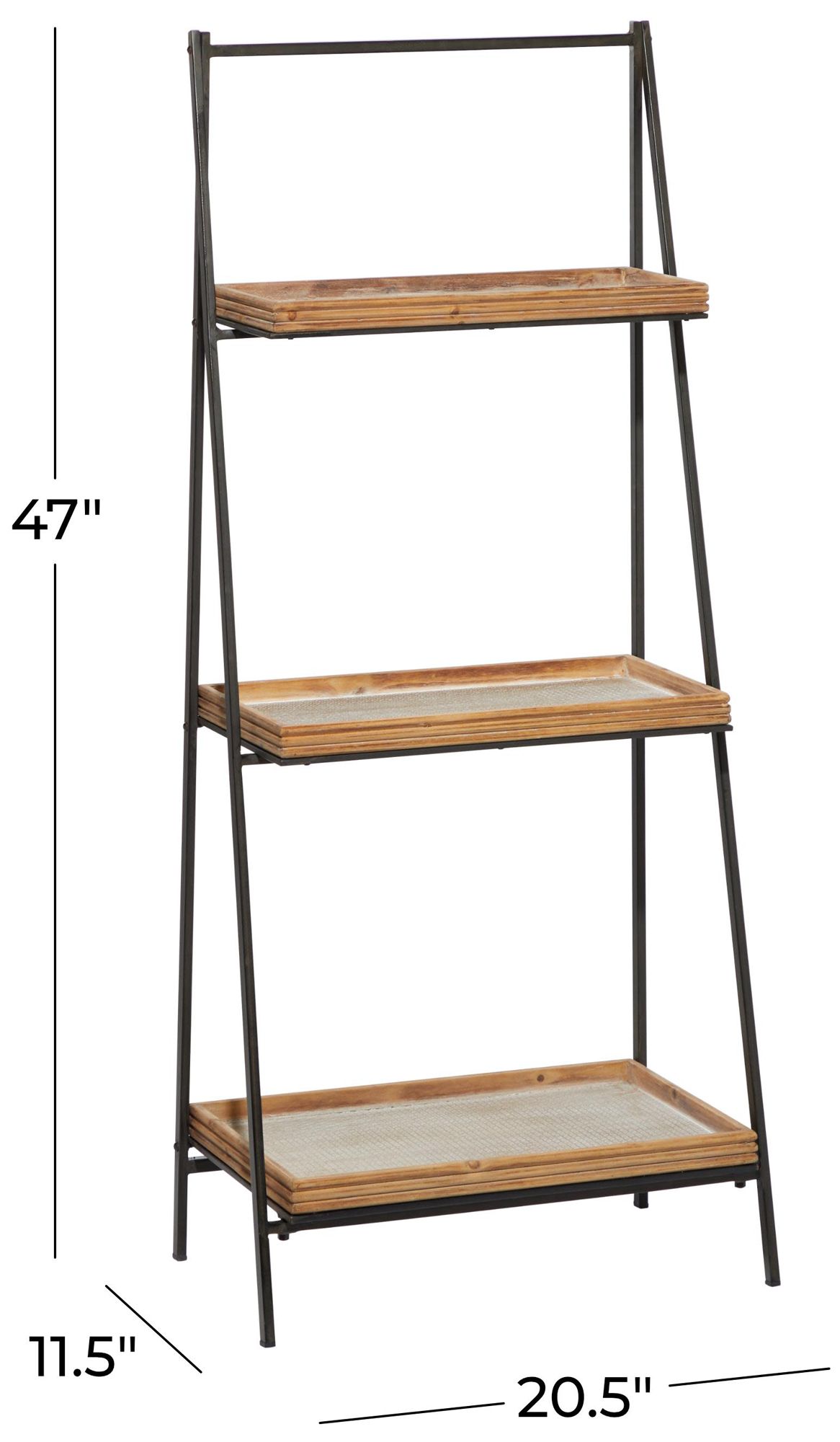 Image 7 Brown Wood Industrial Shelving Unit, 21" x 12" x 47" more views