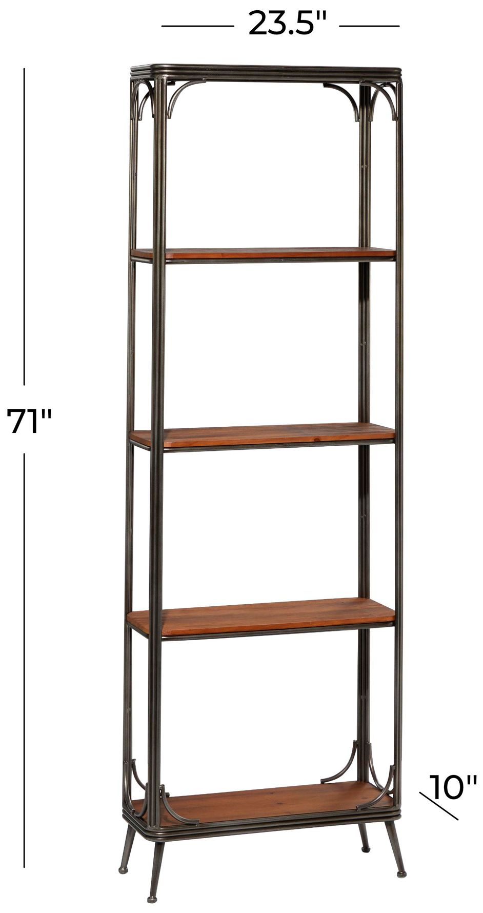 Image 7 Brown Wood Industrial Shelving Unit, 24" x 10" x 71" more views