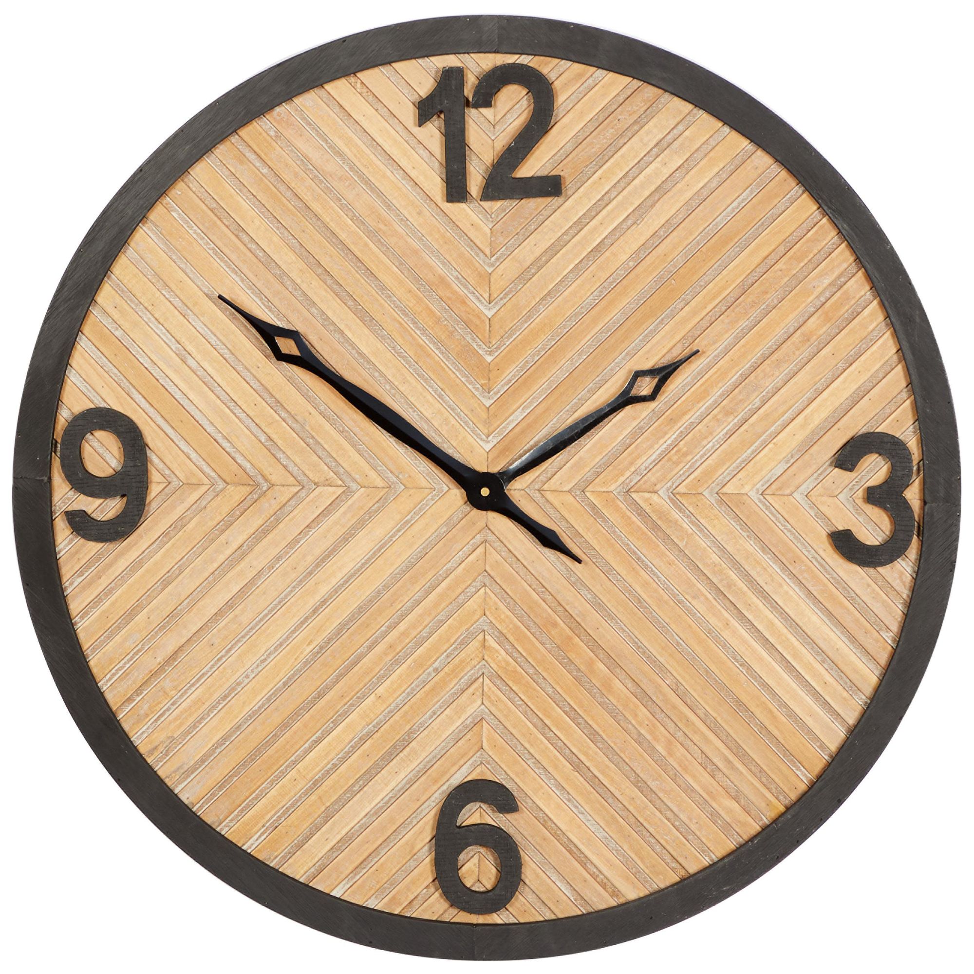 Image 2 Brown Wood Industrial Wall Clock, 25" x 3" x 25"
