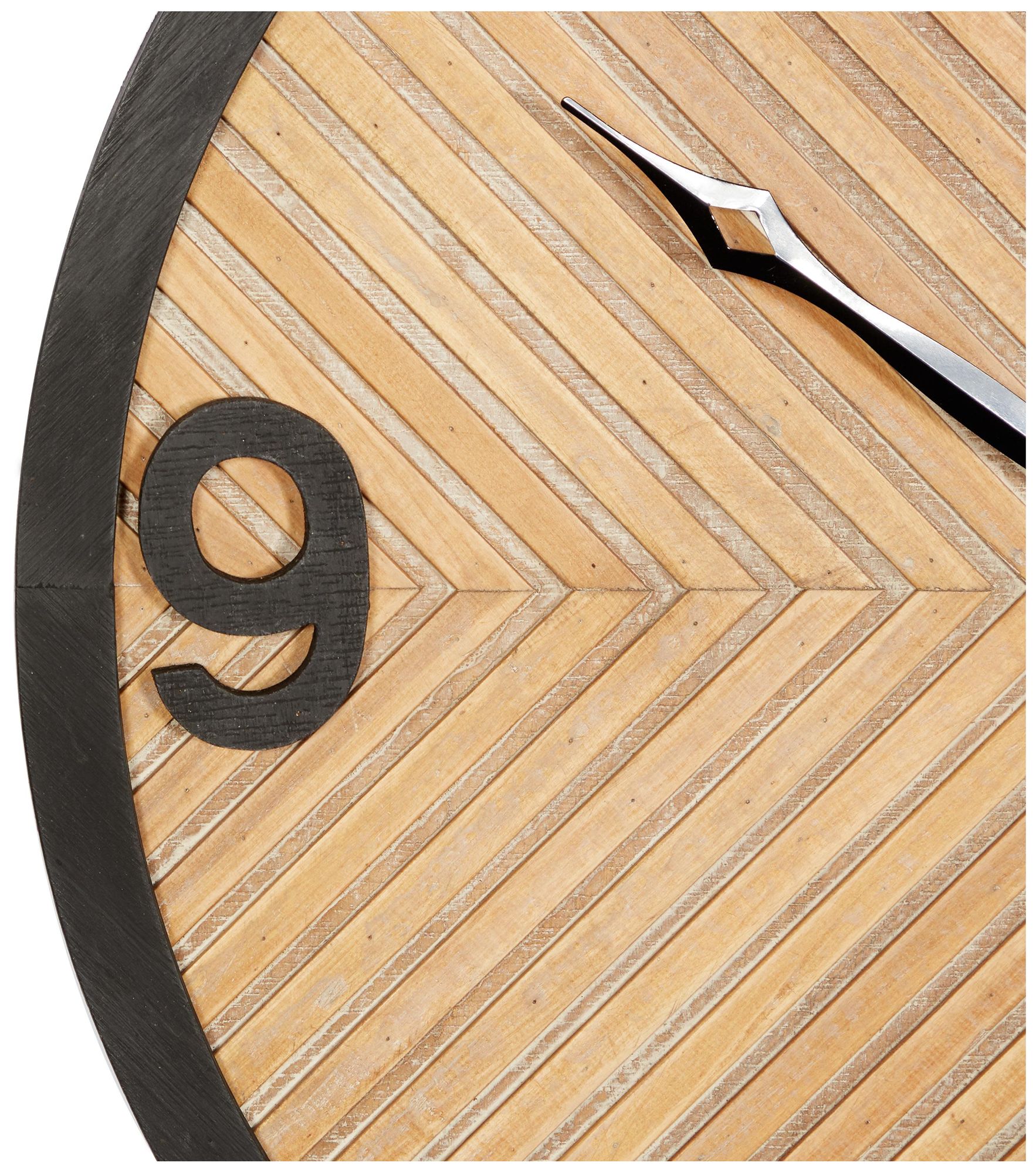 Image 4 Brown Wood Industrial Wall Clock, 25" x 3" x 25" more views