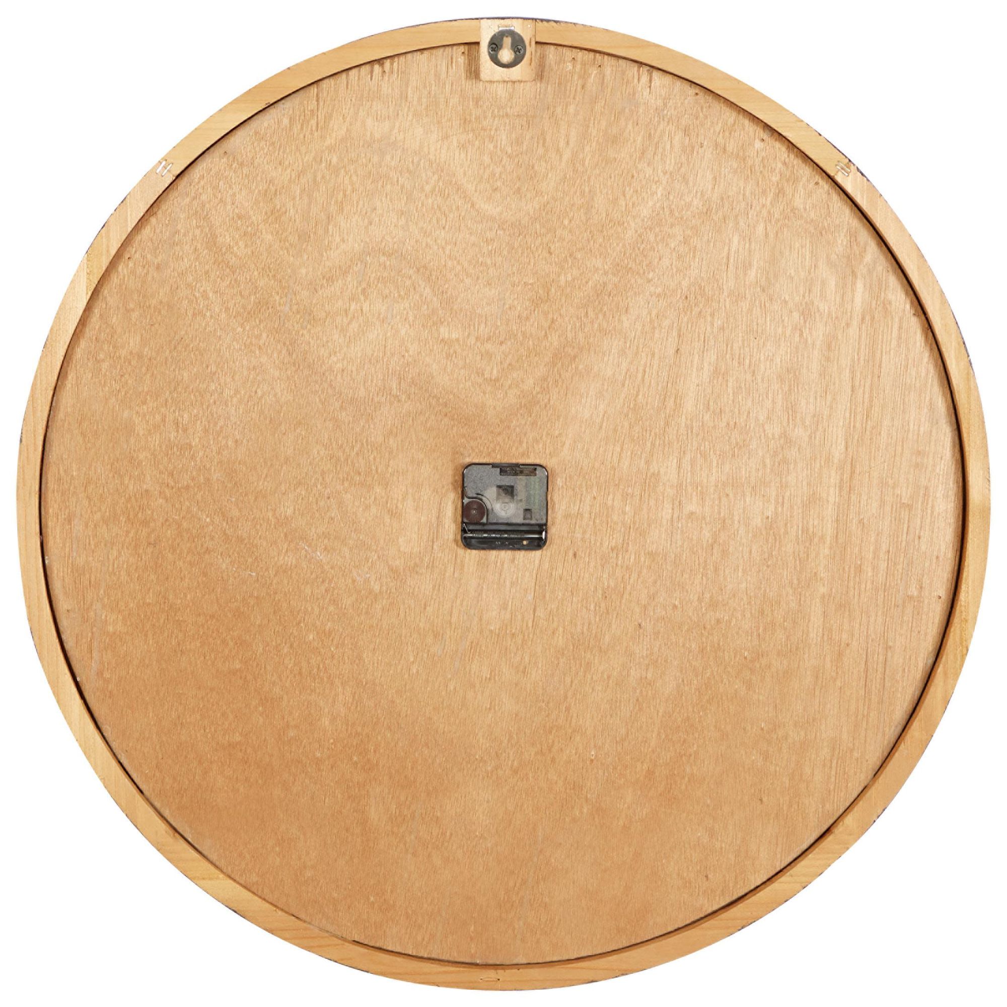 Image 6 Brown Wood Industrial Wall Clock, 25" x 3" x 25" more views