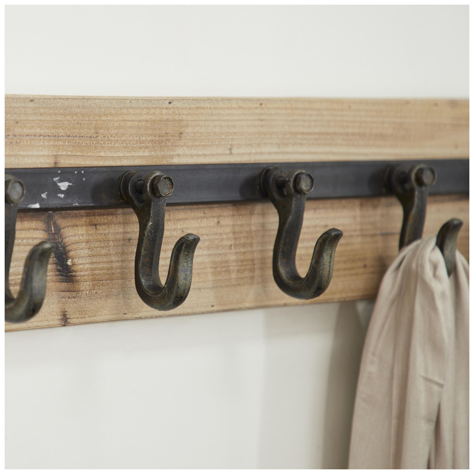 Image 2 Brown Wood Industrial Wall Hook, 24" x 4" x 6" more views