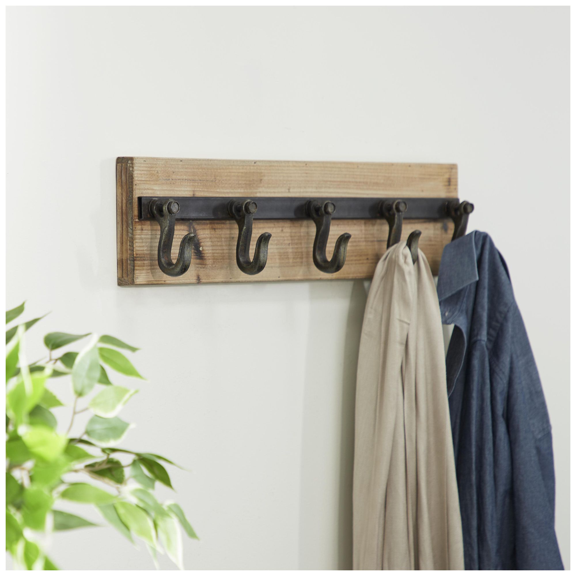 Image 3 Brown Wood Industrial Wall Hook, 24" x 4" x 6" more views