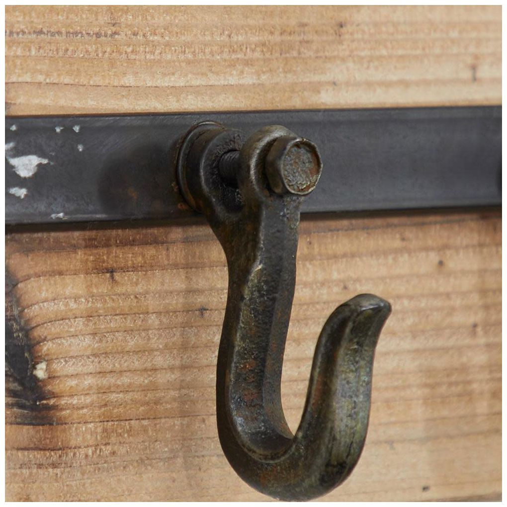 Image 7 Brown Wood Industrial Wall Hook, 24" x 4" x 6" more views