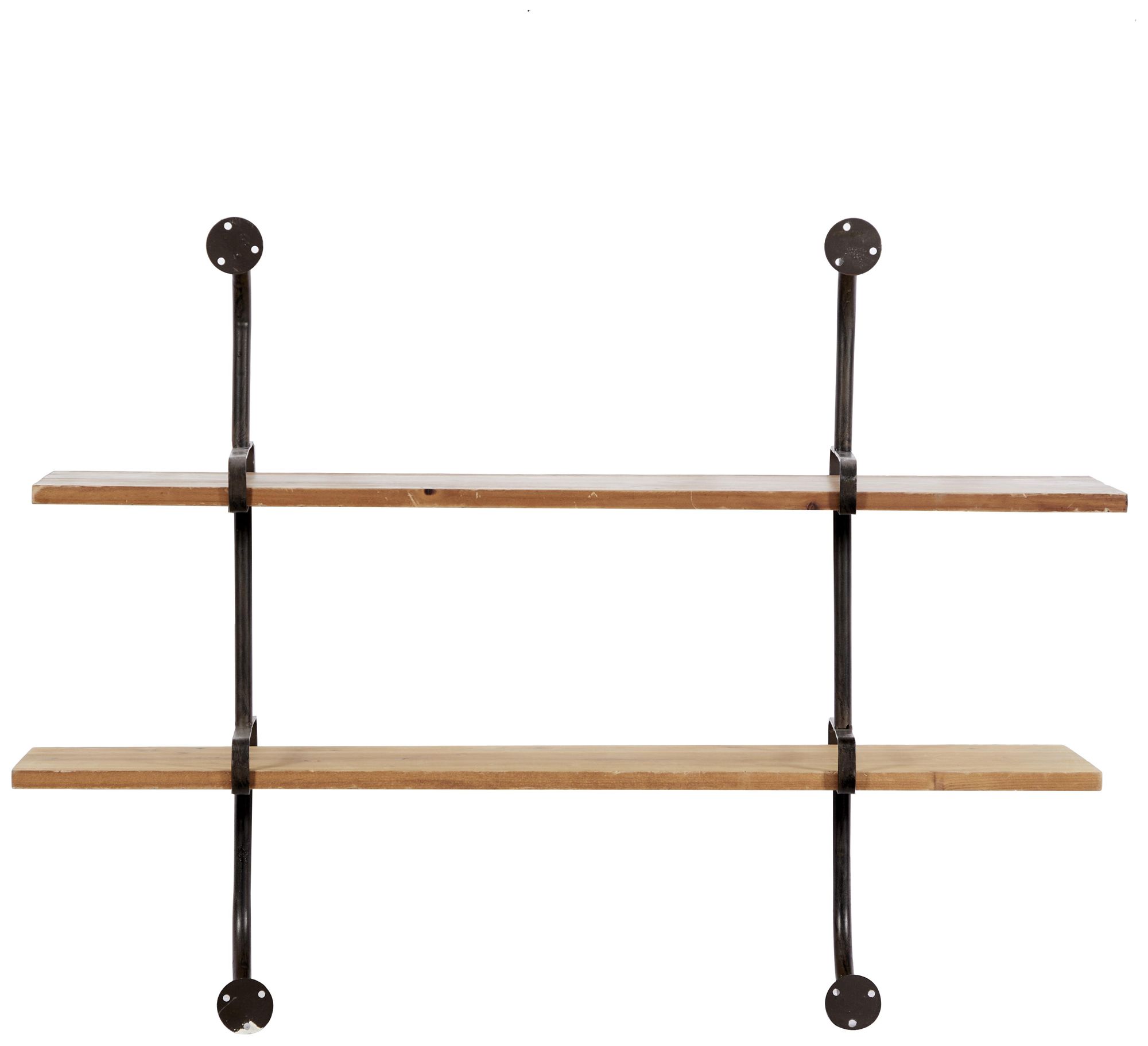 Image 4 Brown Wood Industrial Wall Shelf, 37" x 10" x 29" more views