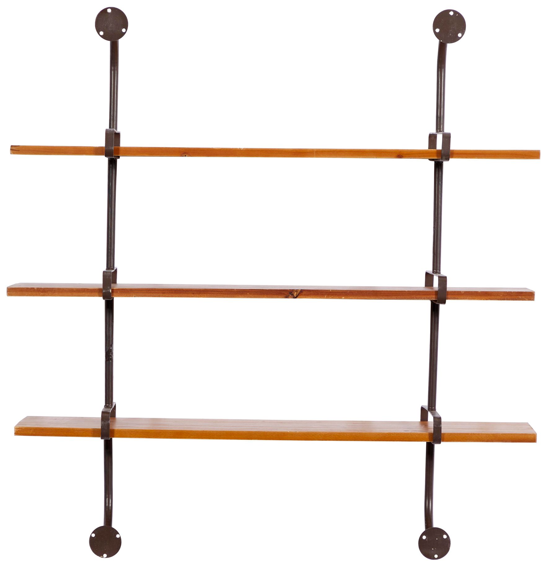 Image 5 Brown Wood Industrial Wall Shelf, 38" x 9" x 38" more views