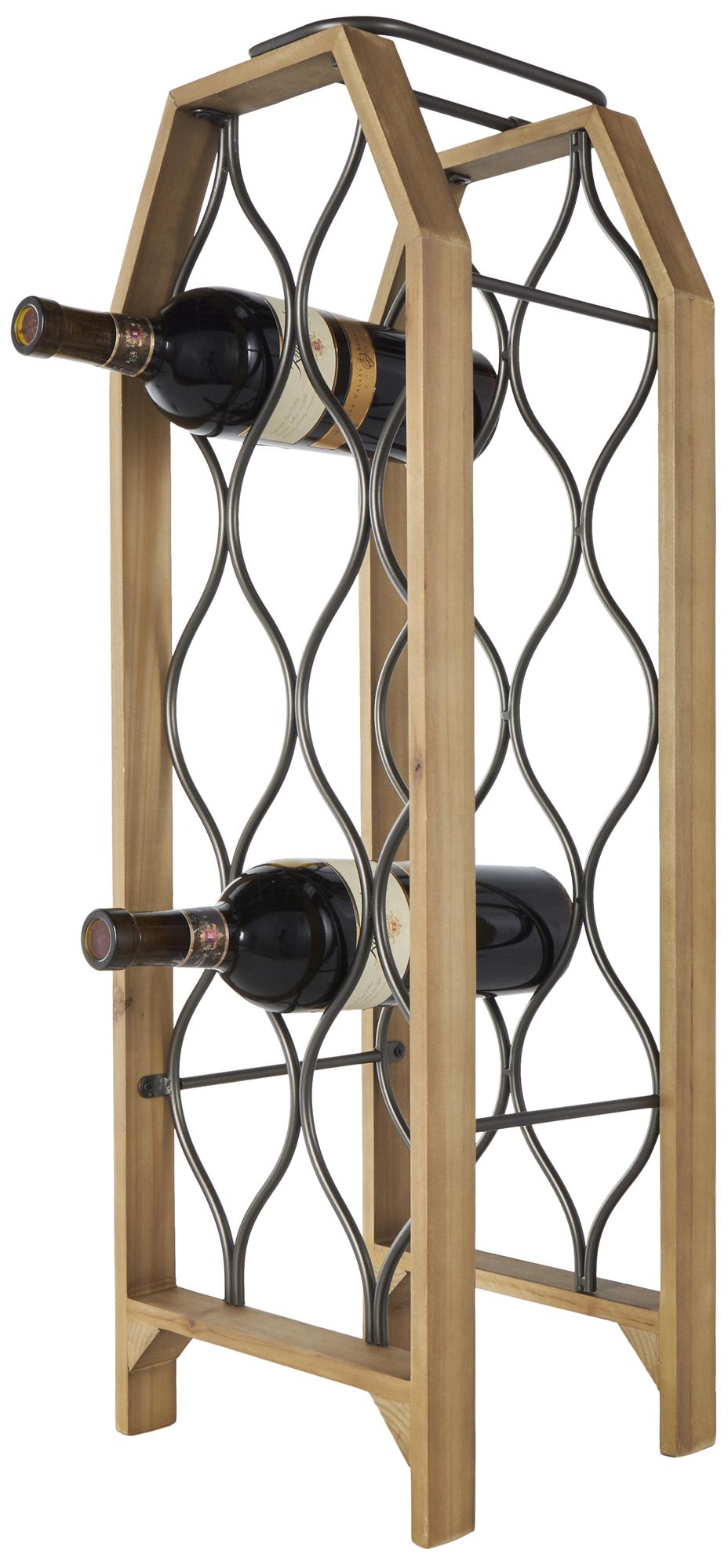 Image 2 Brown Wood Industrial Wine Rack, 10" x 9" x 29"