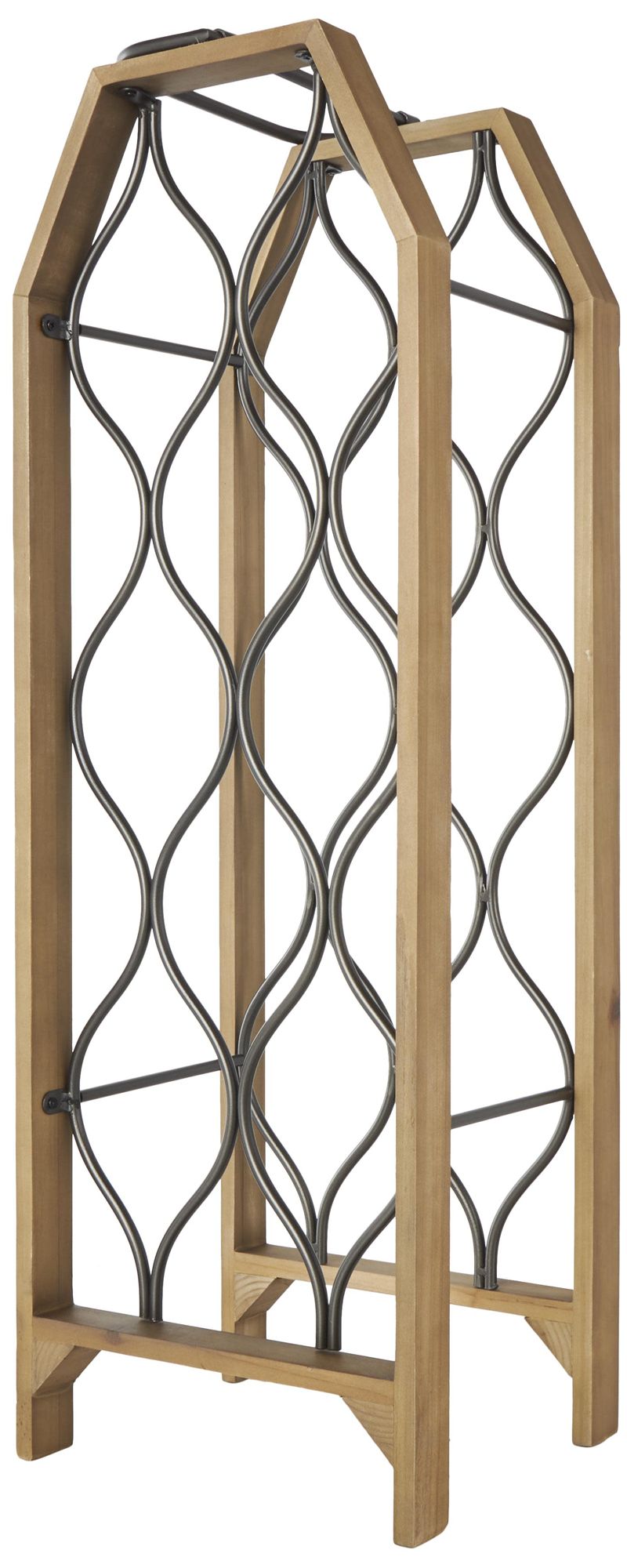 Image 6 Brown Wood Industrial Wine Rack, 10" x 9" x 29" more views