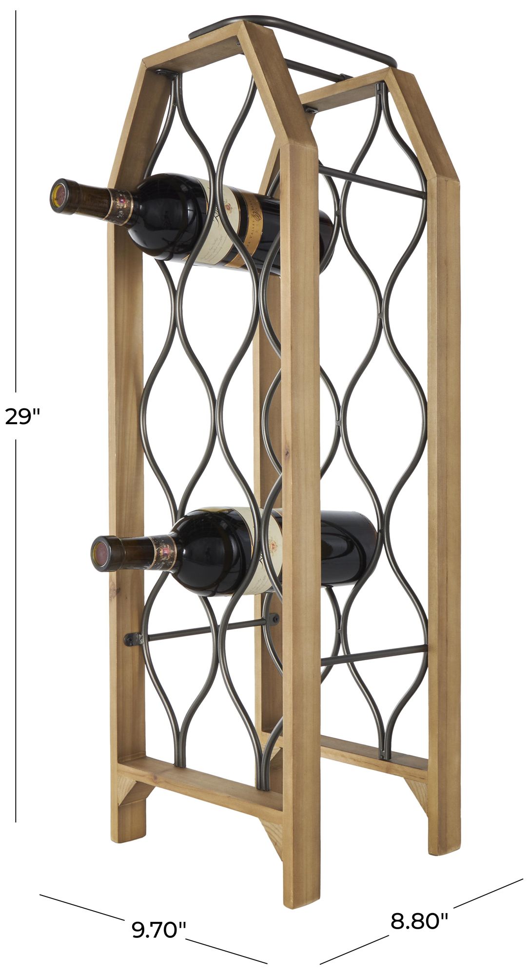 Image 7 Brown Wood Industrial Wine Rack, 10" x 9" x 29" more views
