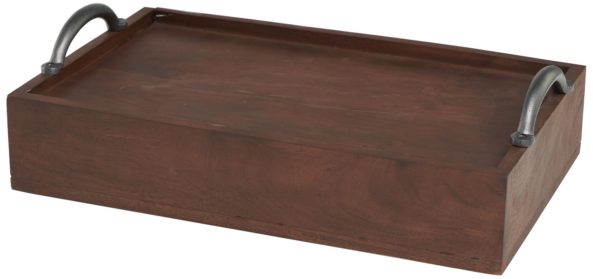 Image 5 Brown Wood Modern Tray, 18" x 11" x 5" more views