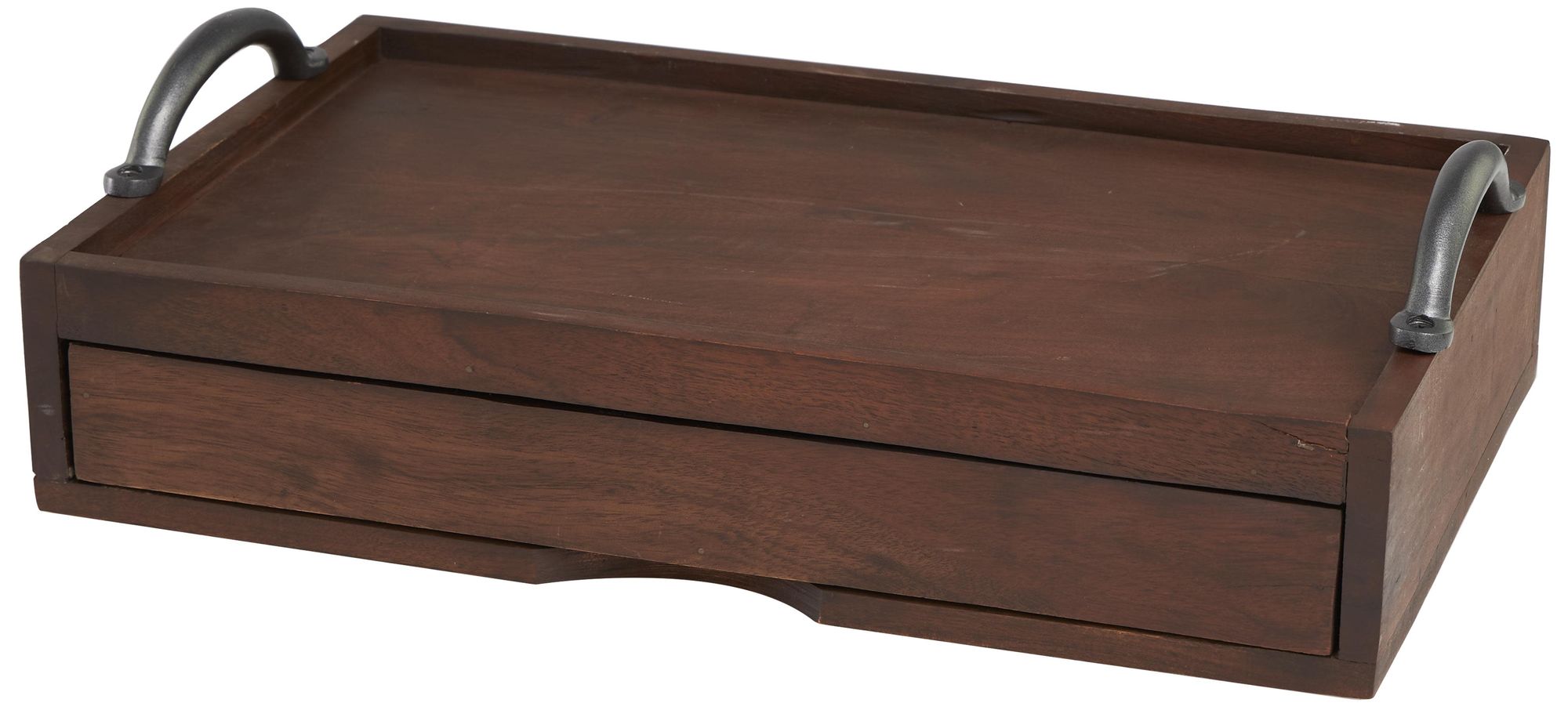 Image 6 Brown Wood Modern Tray, 18" x 11" x 5" more views