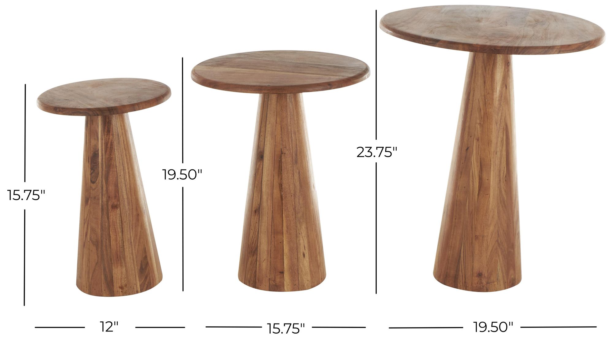 Image 7 Brown Wood Natural Accent Table, S/3 24" more views