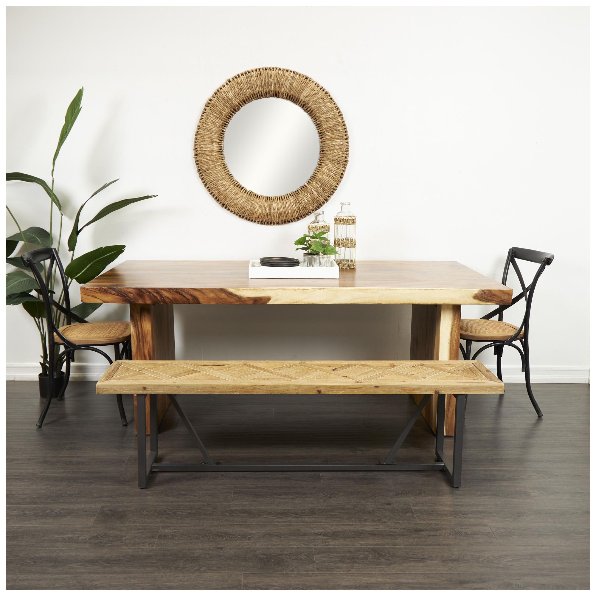 Image 4 Brown Wood Natural Dining Table, 79" x 42" x 30" more views