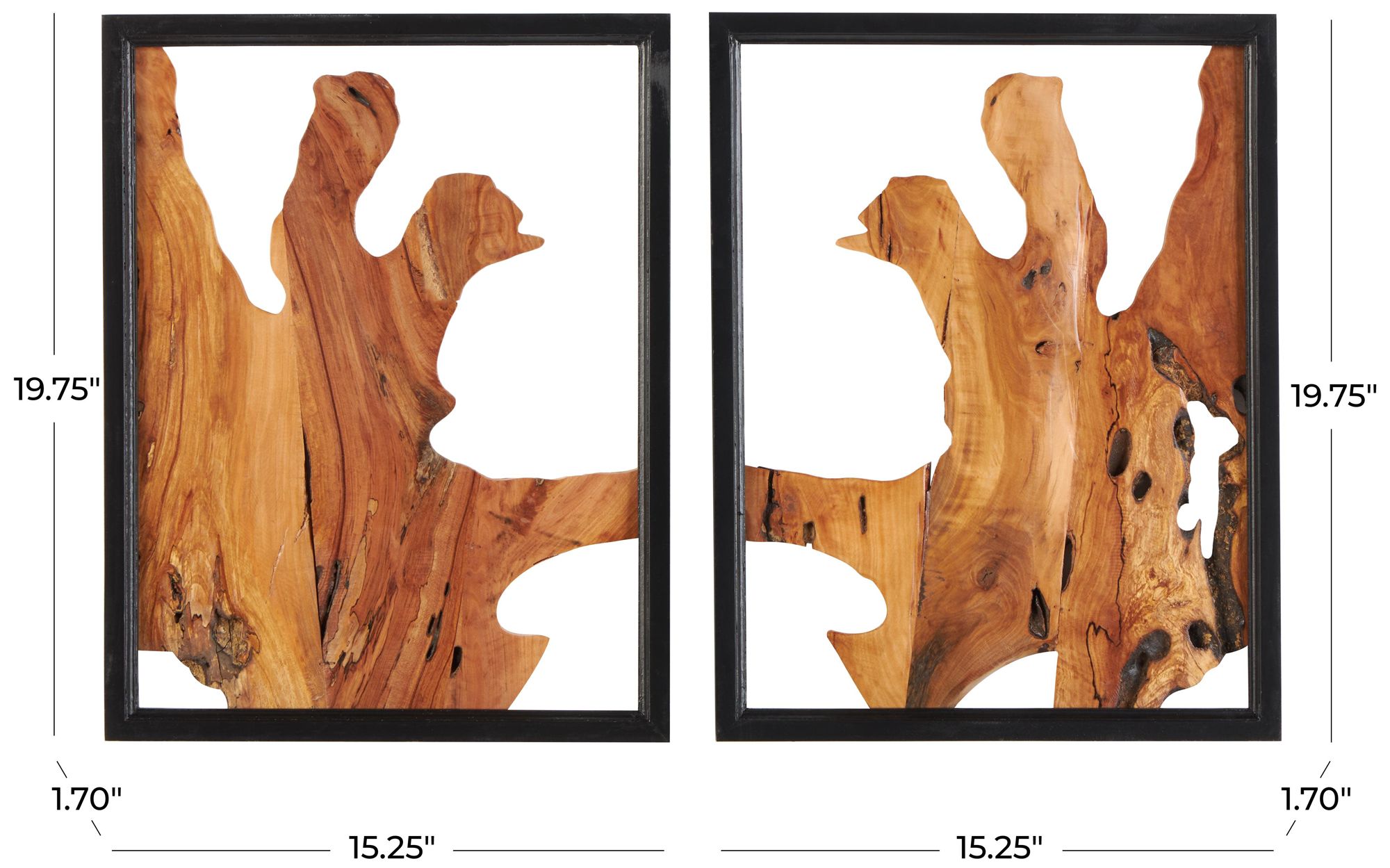 Image 7 Brown Wood Natural Wall Decor, S/2 15"W, 20"H more views