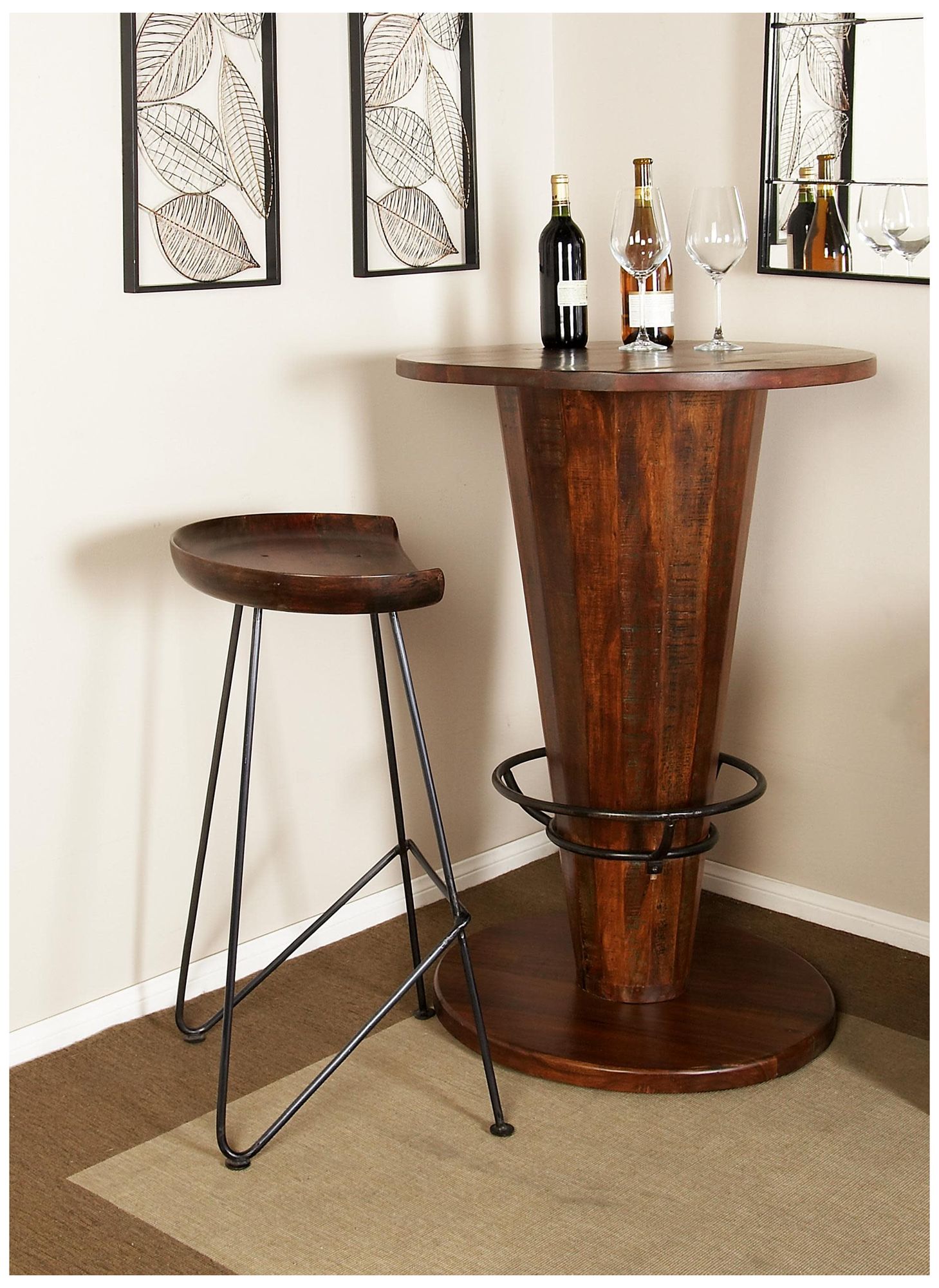 Image 4 Brown Wood Rustic Bar Stool, 17" x 14" x 32" more views
