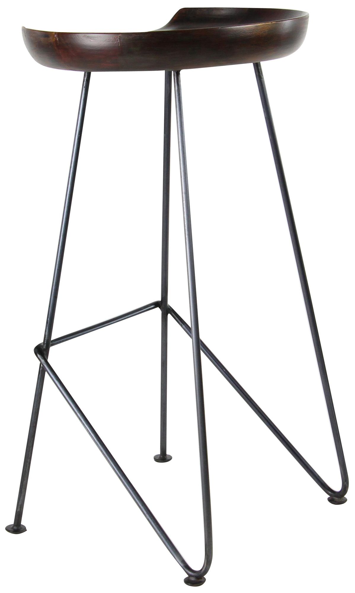 Image 5 Brown Wood Rustic Bar Stool, 17" x 14" x 32" more views