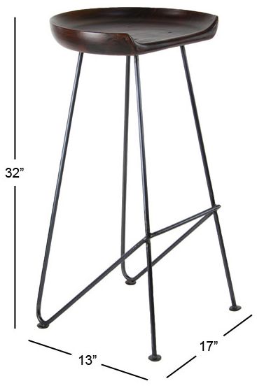 Image 7 Brown Wood Rustic Bar Stool, 17" x 14" x 32" more views