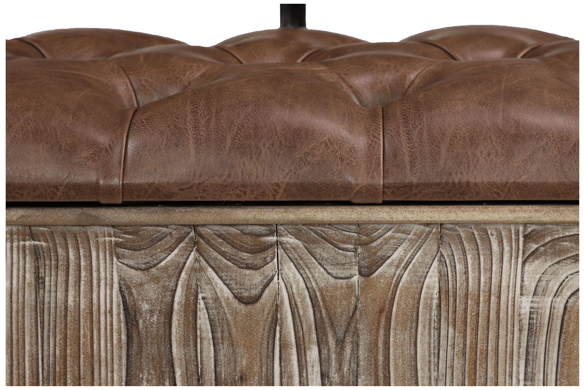 Image 2 Brown Wood Rustic Storage Bench, 47" x 20" x 32" more views