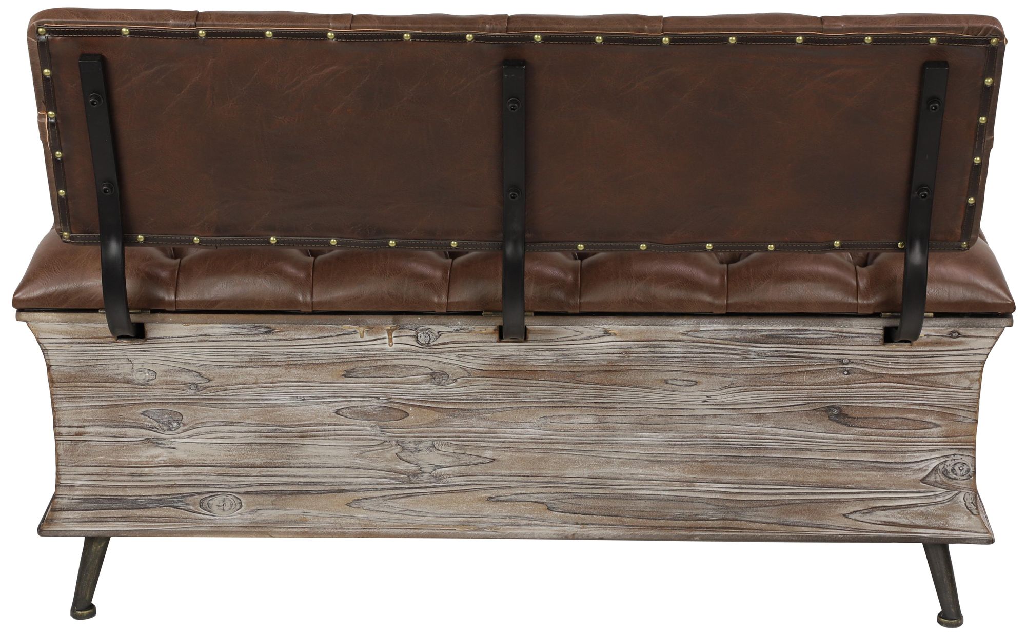 Image 4 Brown Wood Rustic Storage Bench, 47" x 20" x 32" more views