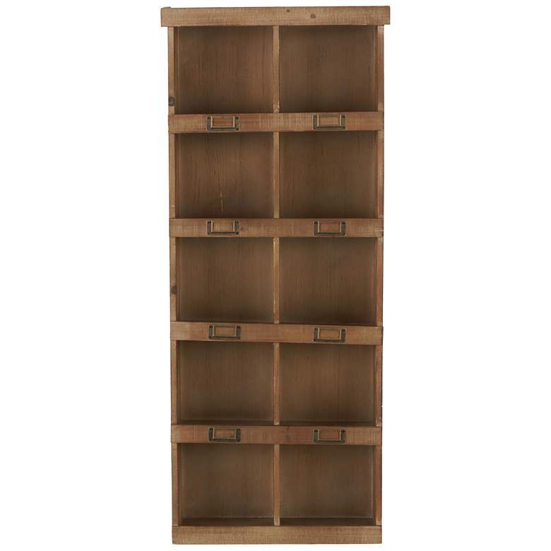 Image 1 Brown Wood Rustic Wall Shelf, 18" x 7" x 42"