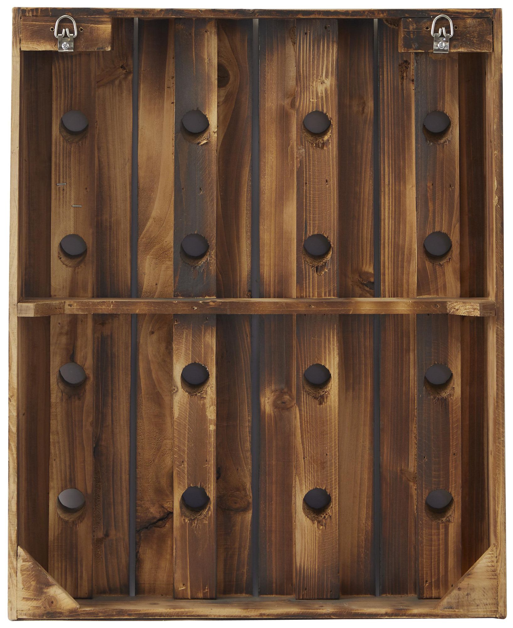 Image 4 Brown Wood Rustic Wall Wine Rack, 21" x 4" x 25" more views