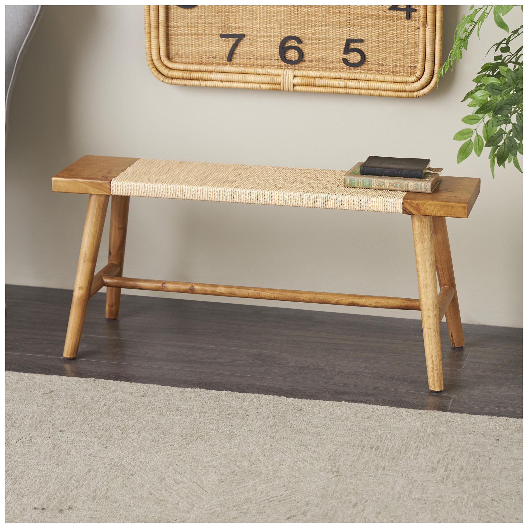 Image 4 Brown Wood Traditional Bench, 40" x 10" x 18" more views