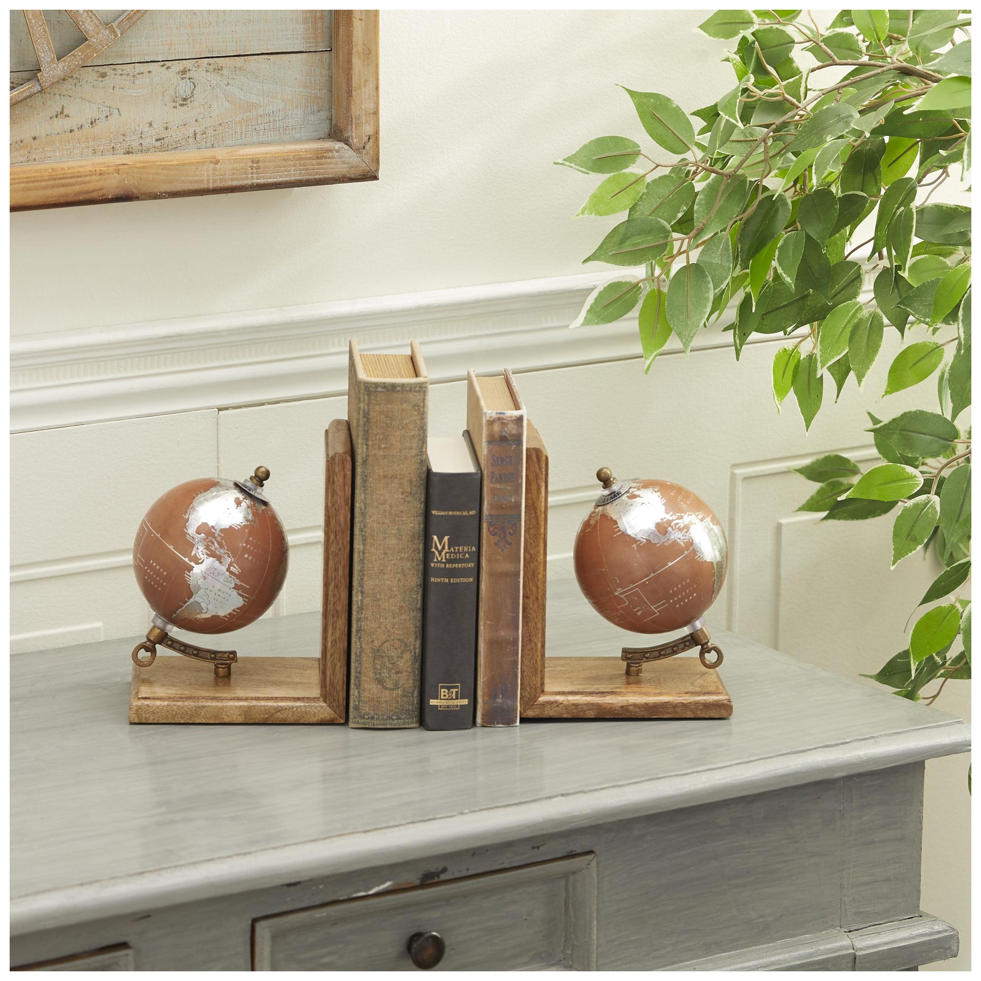 Image 4 Brown Wood Traditional Bookends, S/2 7", 7"H more views