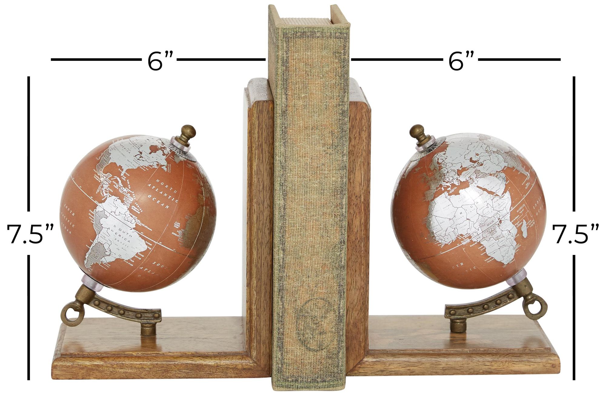 Image 7 Brown Wood Traditional Bookends, S/2 7", 7"H more views