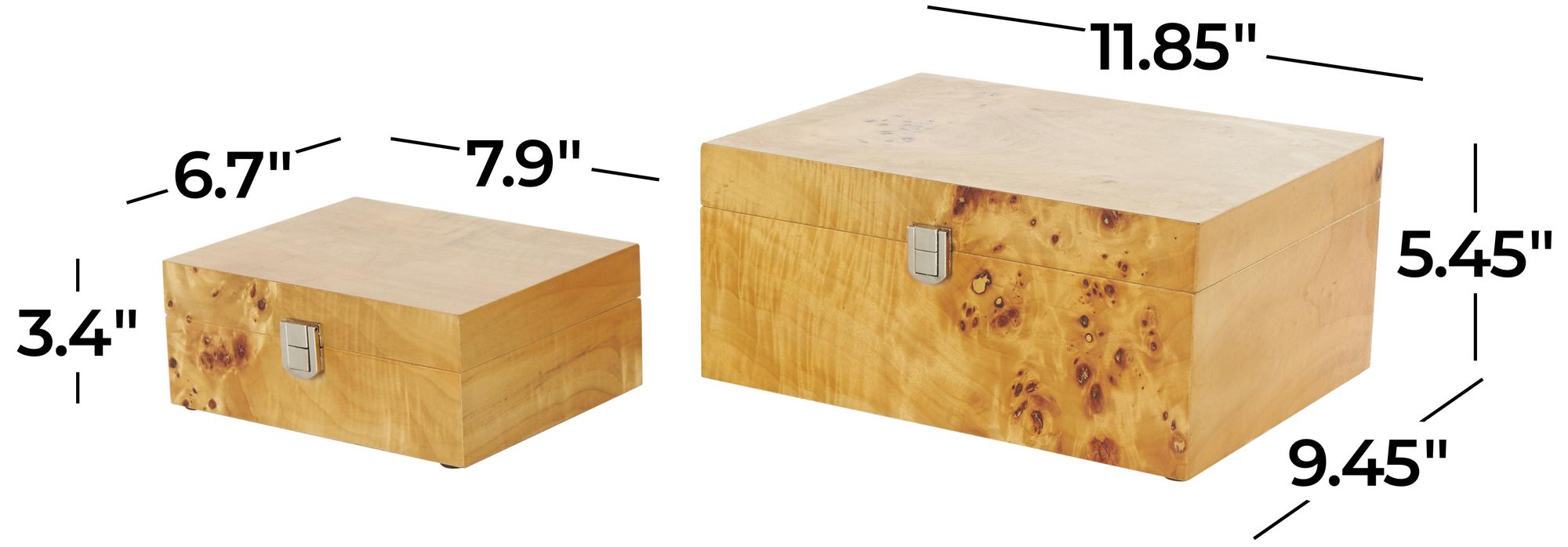 Image 7 Brown Wood Traditional Box, S/2 12", 8"W more views