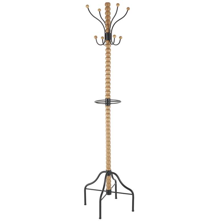 Image 1 Brown Wood Traditional Coat Rack, 18" x 18" x 72"