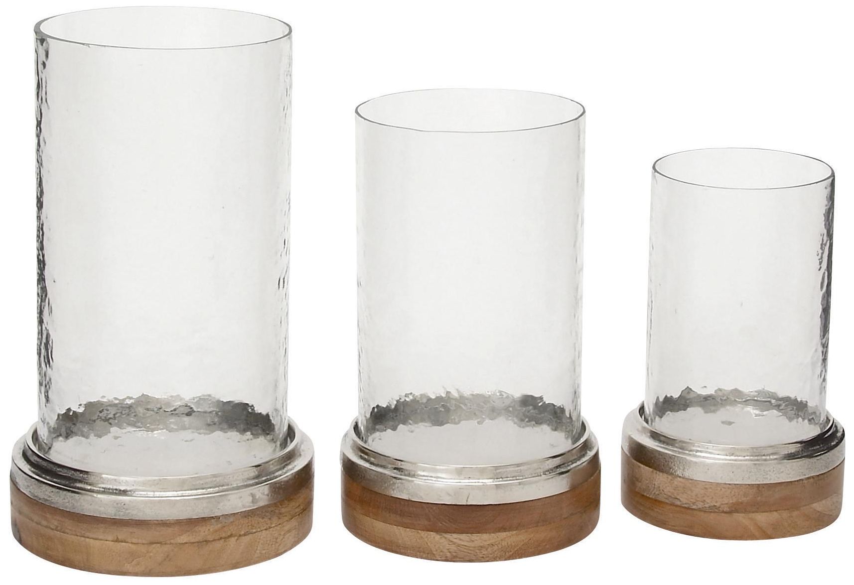 Image 4 Brown Wood Traditional Hurricane Lamp, S/3 13, 11, 9"H more views