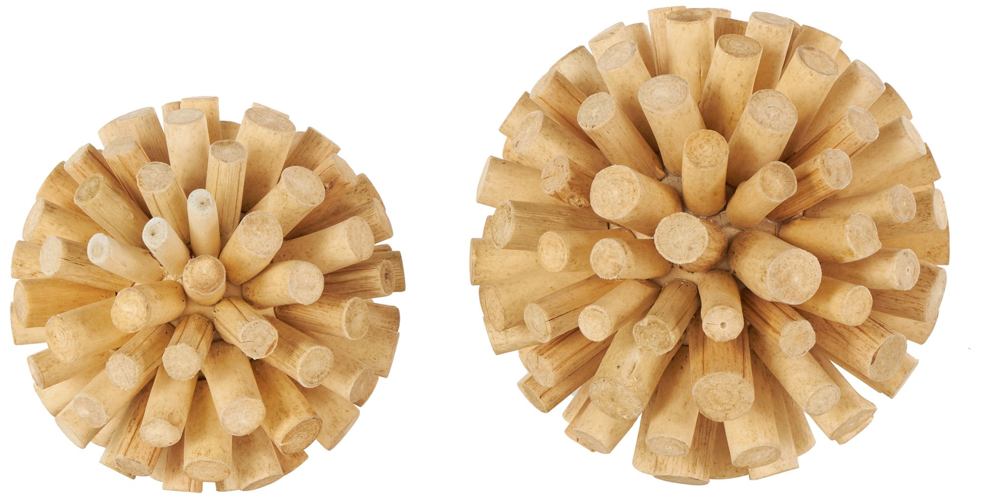 Image 2 Brown Wood Traditional Orbs & Vase Filler, S/2 7", 6"H