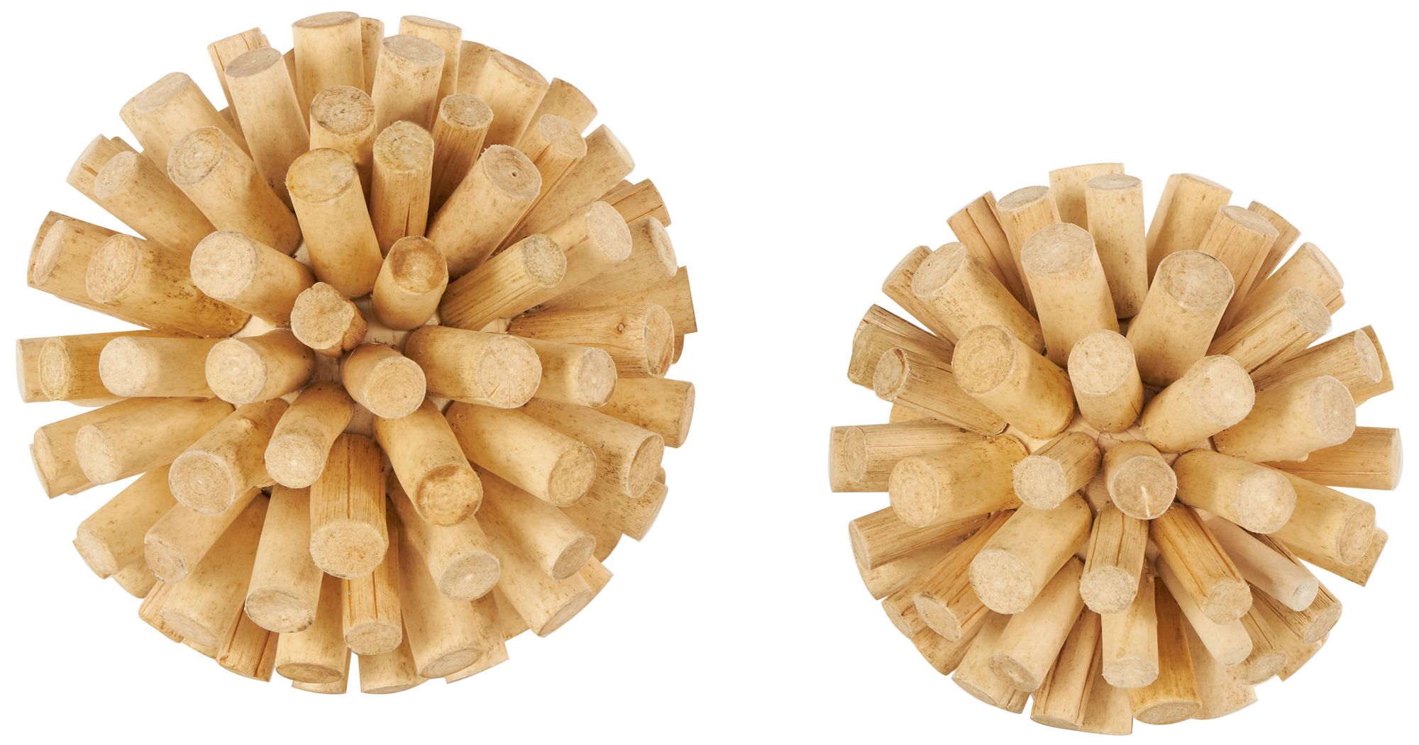 Image 5 Brown Wood Traditional Orbs & Vase Filler, S/2 7", 6"H more views