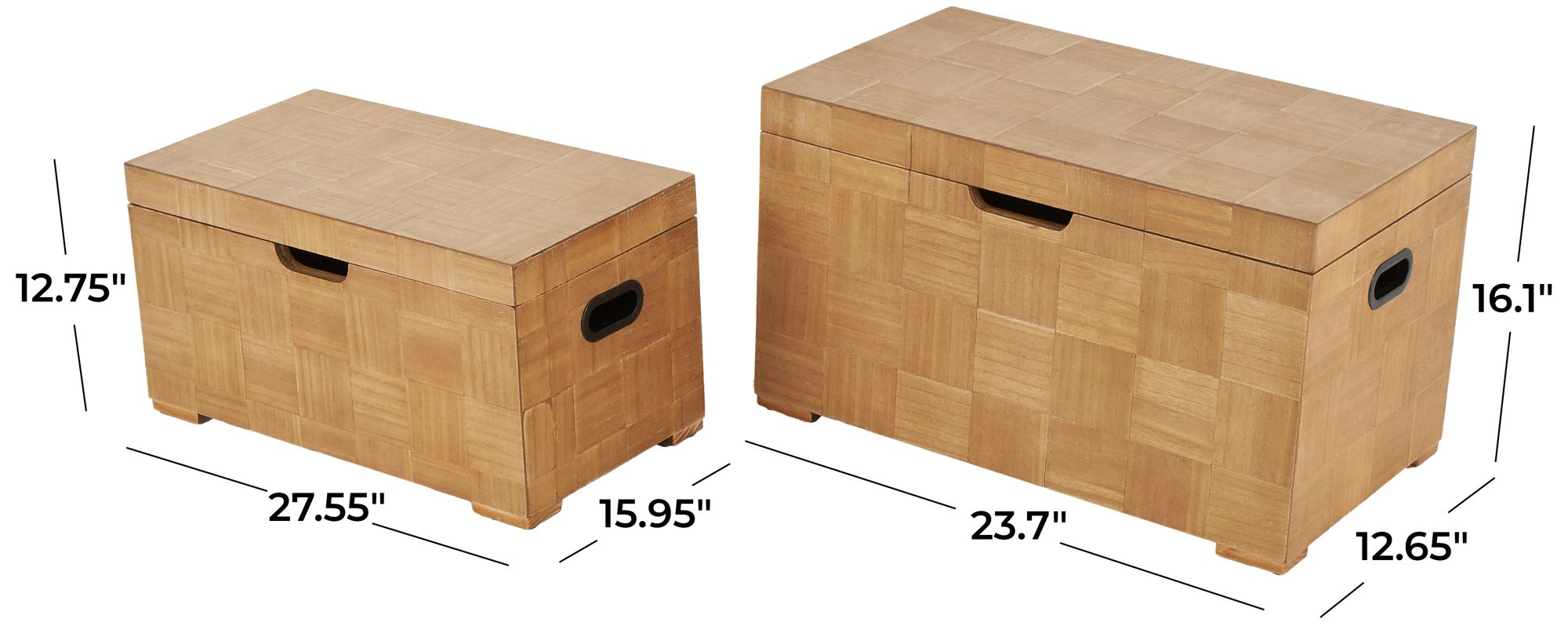 Image 7 Brown Wood Traditional Trunk, S/2 28", 24"W more views