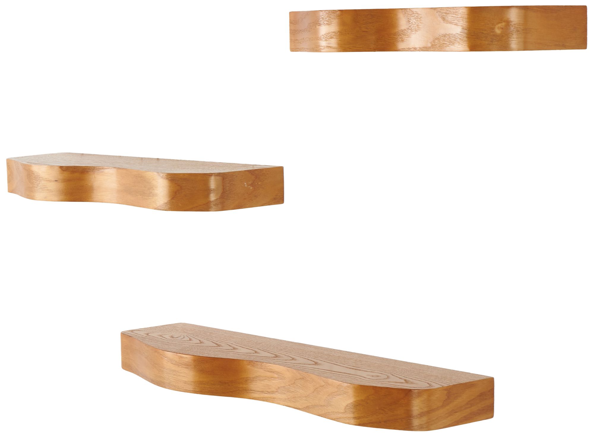 Image 2 Brown Wood Traditional Wall Shelf, S/3 24", 20", 16"W