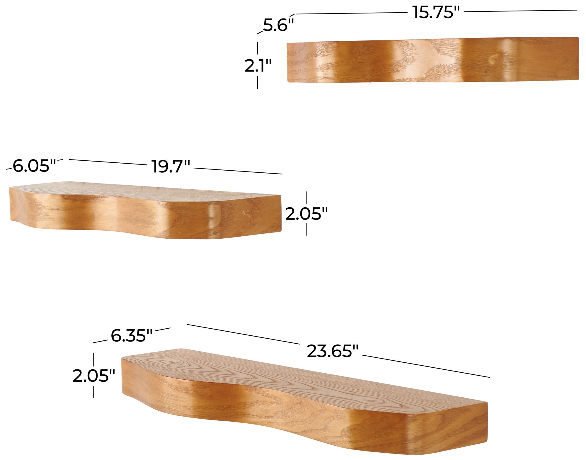 Image 7 Brown Wood Traditional Wall Shelf, S/3 24", 20", 16"W more views